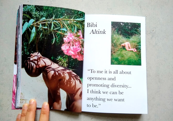 Page with interview about the work of Bibi-Joan in art magazine Brenda