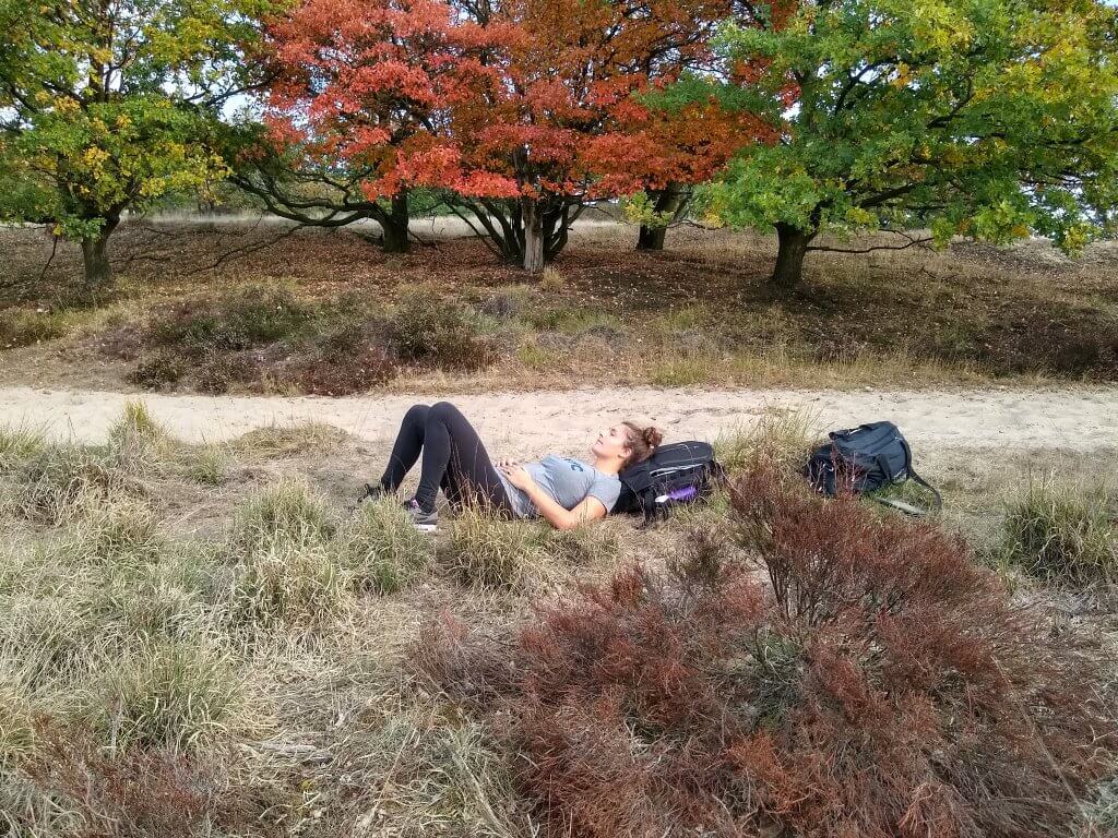 Bibi-Joan at work in nature for her project LOOK AT ME