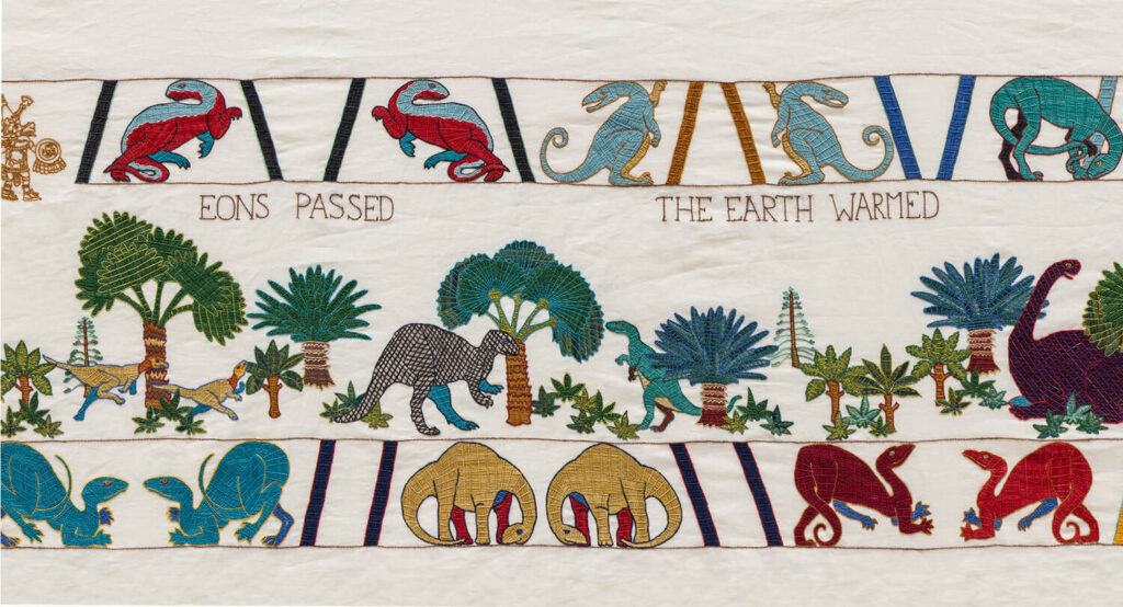 Golden tapestry art piece